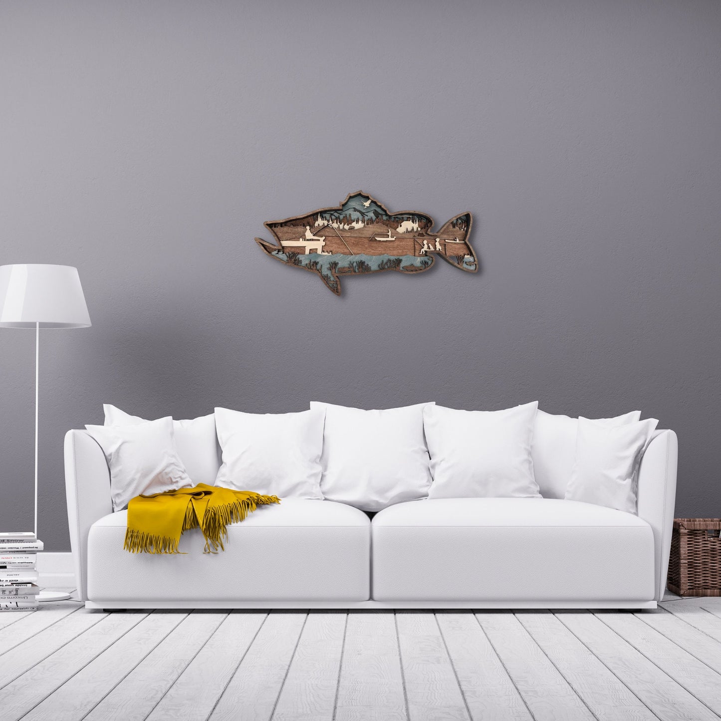 Largemouth Bass Fish multilayer wood wall art.