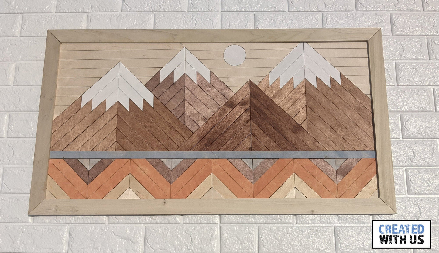 Mountain wall wood art