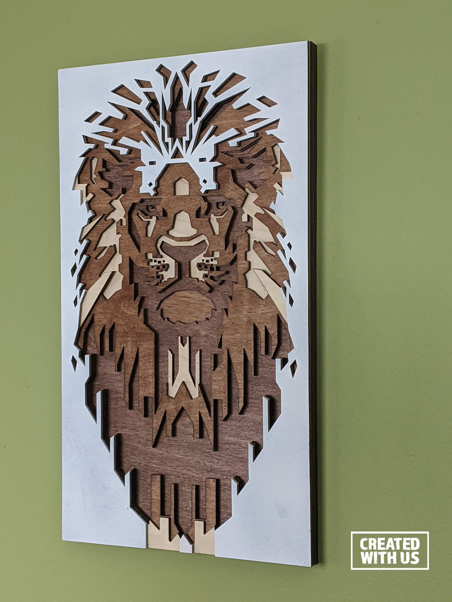 Wooden lion wall art