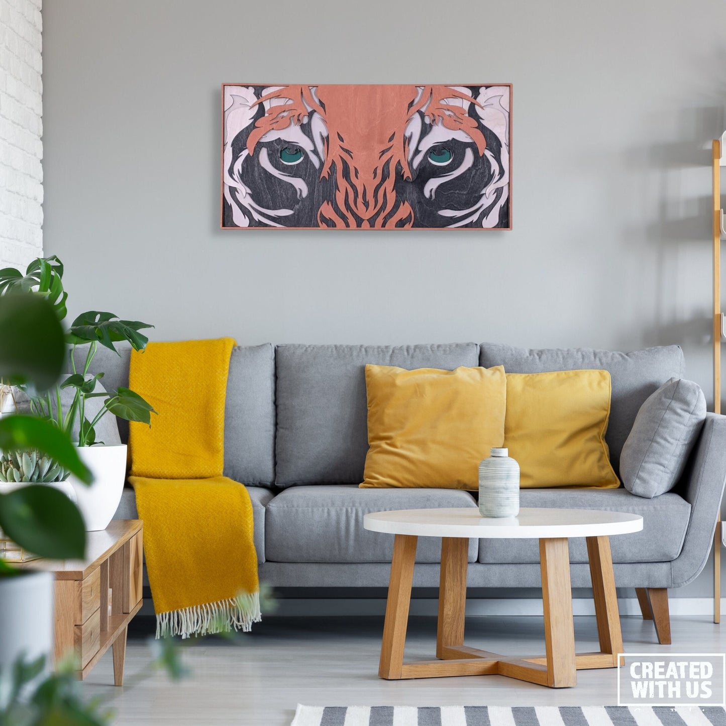 Tiger eyes wooden home decor wall art