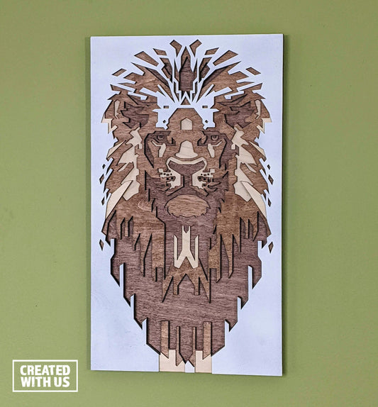 Wooden lion wall art