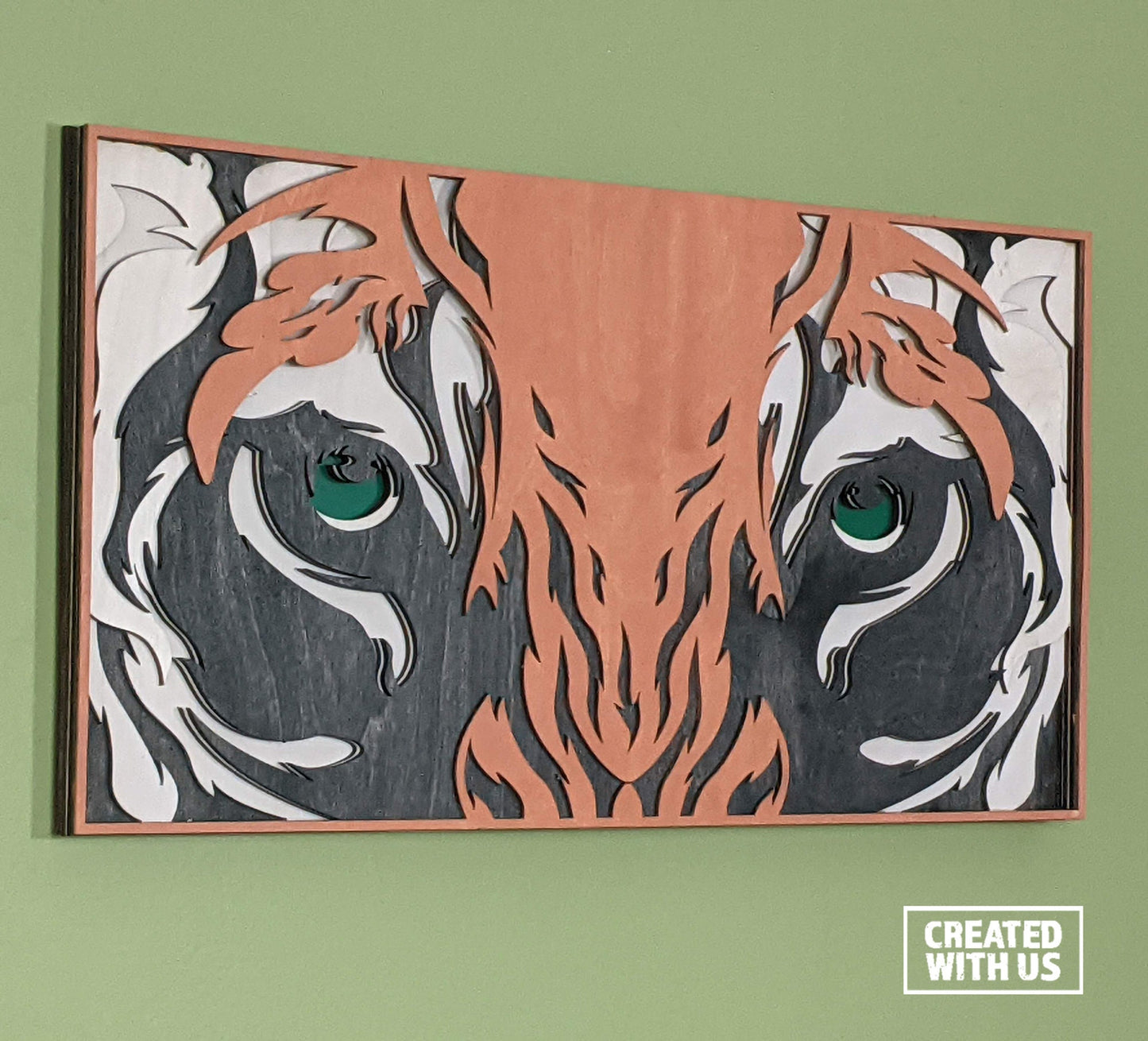 Tiger eyes wooden home decor wall art