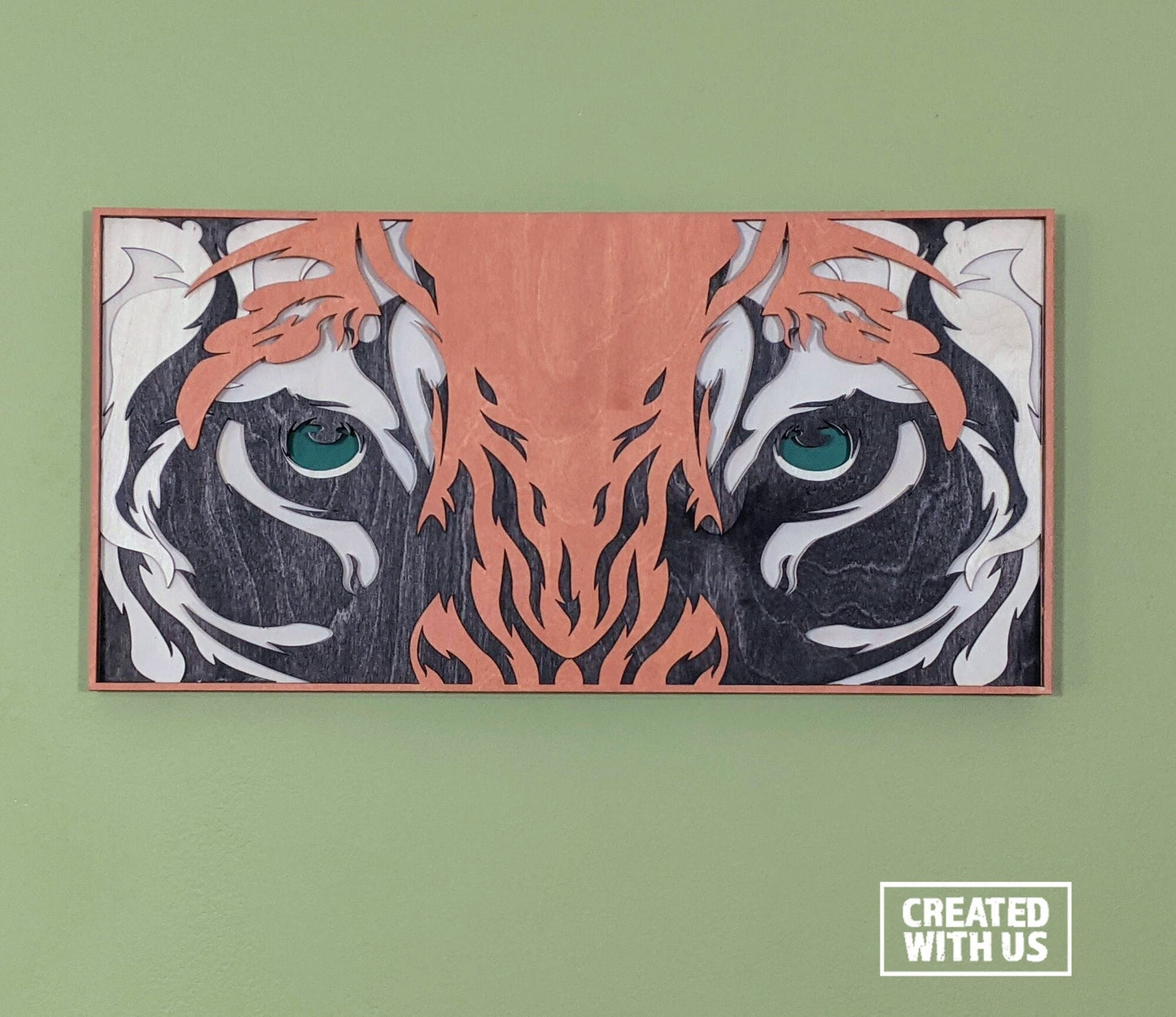 Tiger eyes wooden home decor wall art