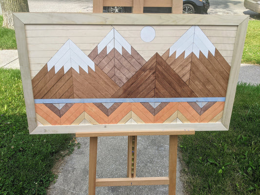 Mountain wall wood art