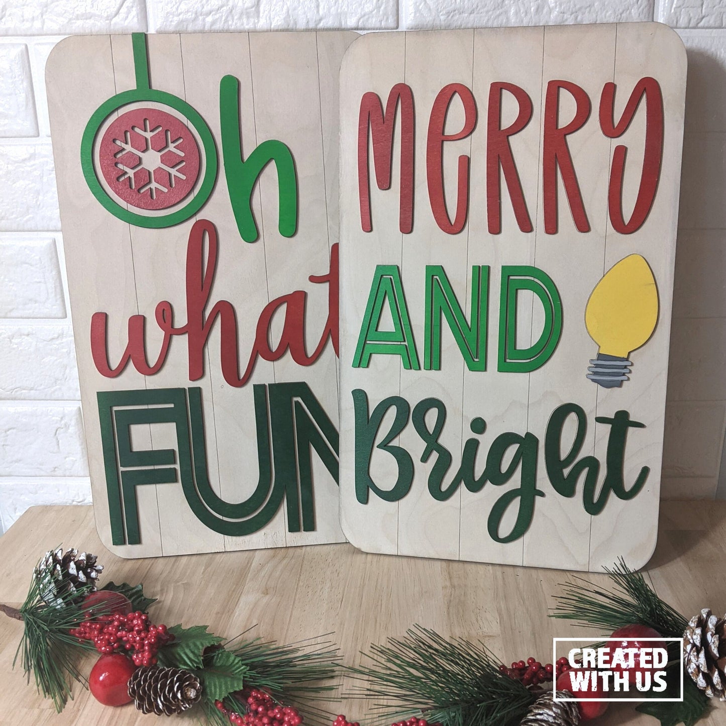 Bundle: Holiday Signs, Oh what Fun and Merry and Bright