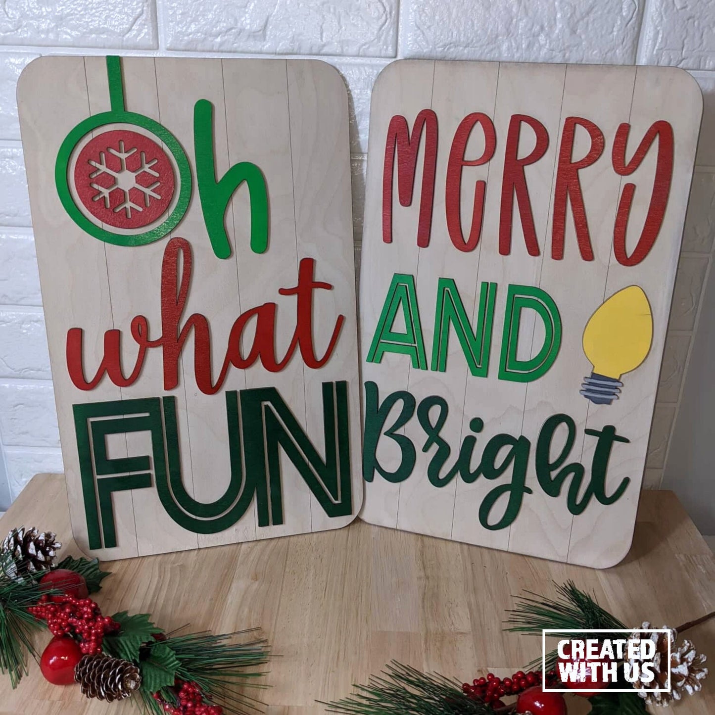 Bundle: Holiday Signs, Oh what Fun and Merry and Bright