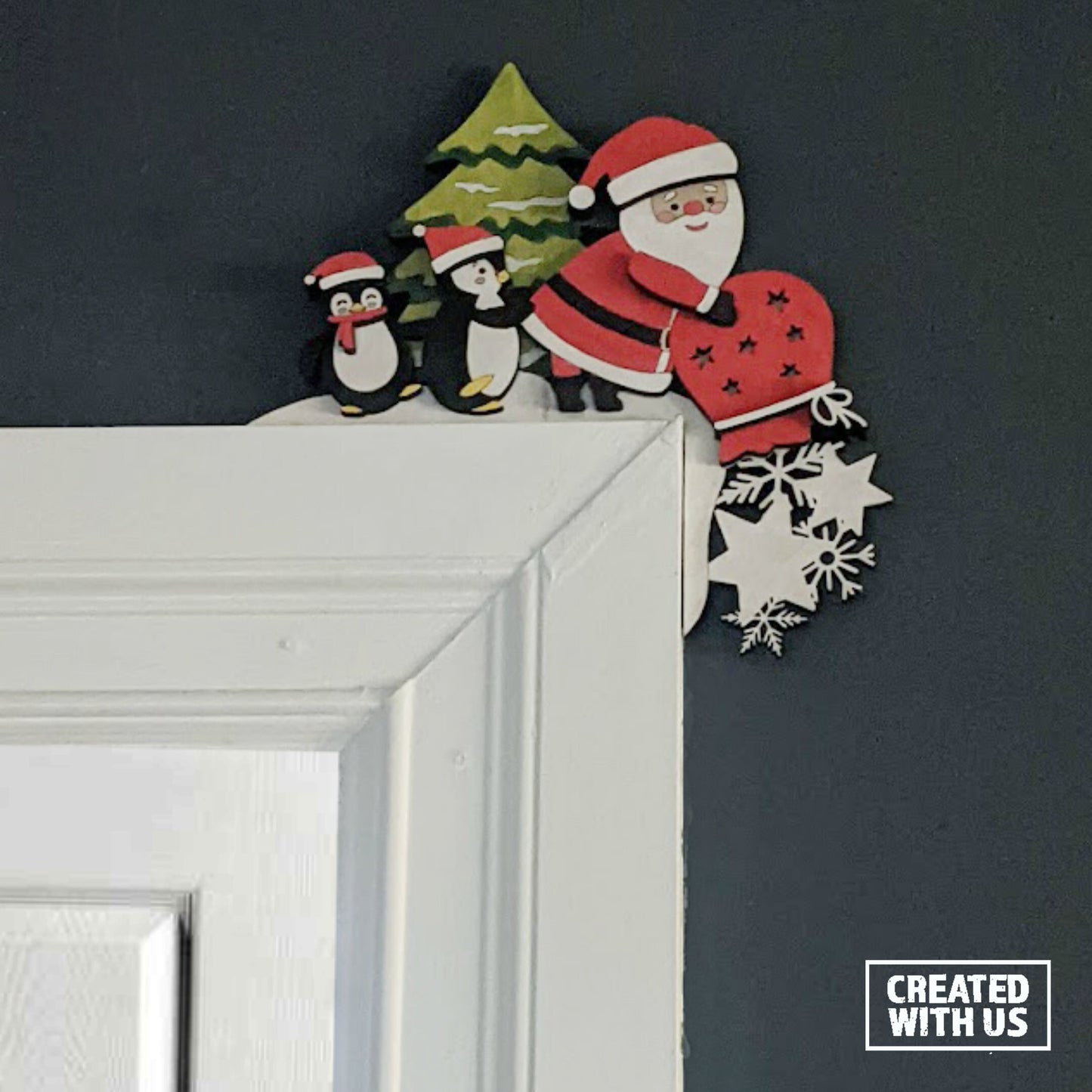 Santa, Penguins and Tree Corner Hanger/ Christmas decorations