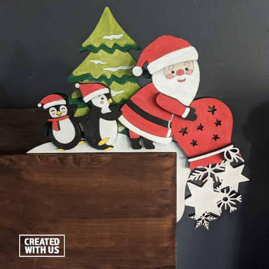 Santa, Penguins and Tree Corner Hanger/ Christmas decorations