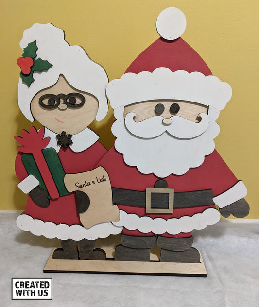 Santa and Mrs Clause large standing sign, porch sign