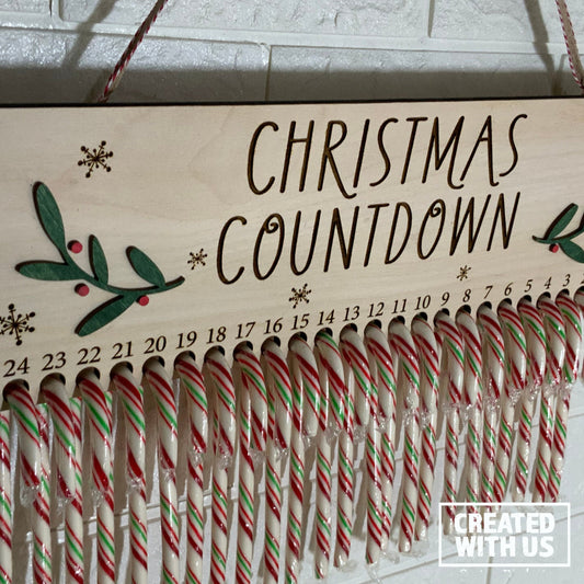 Christmas Countdown Candy Cane Holder / Personalized sign