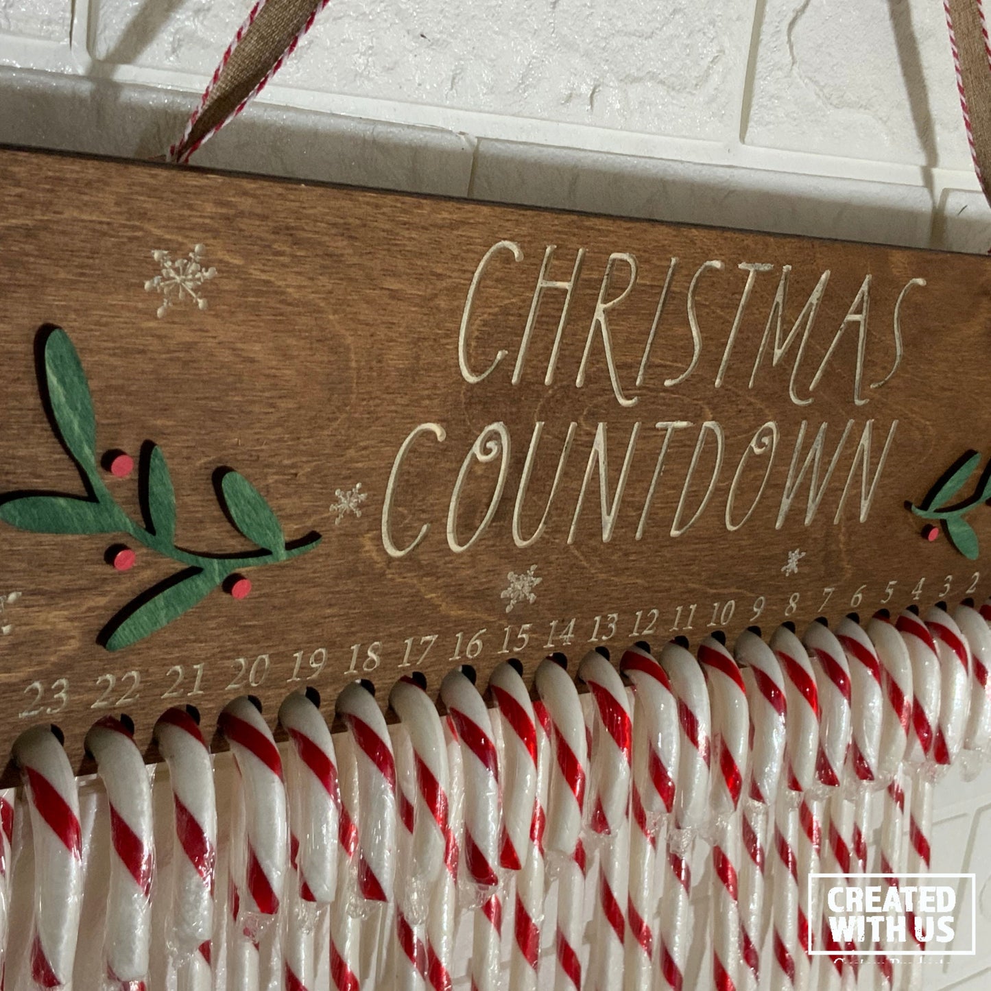 Christmas Countdown Candy Cane Holder / Personalized sign