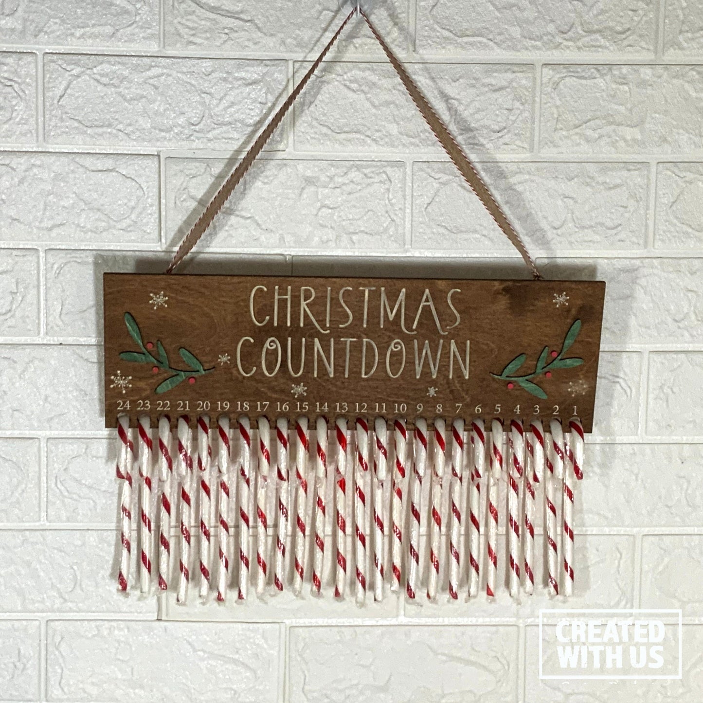 Christmas Countdown Candy Cane Holder / Personalized sign